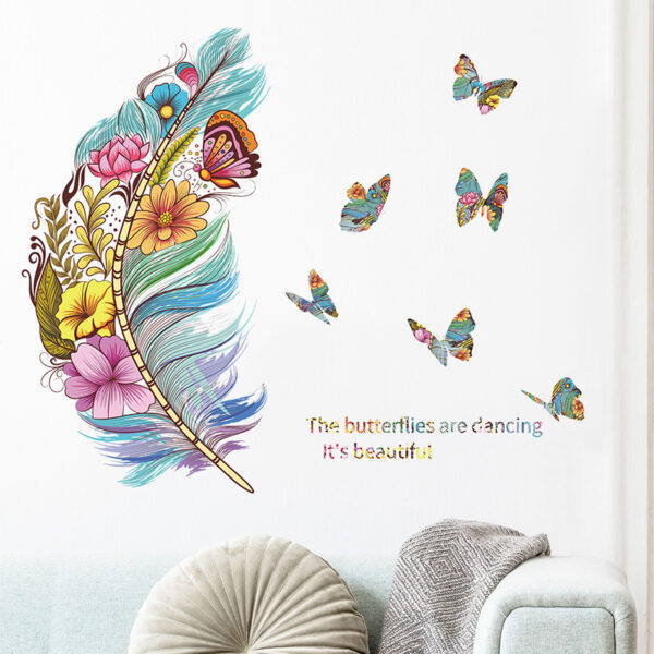 Colorful Feather Bedroom Wall Sticke